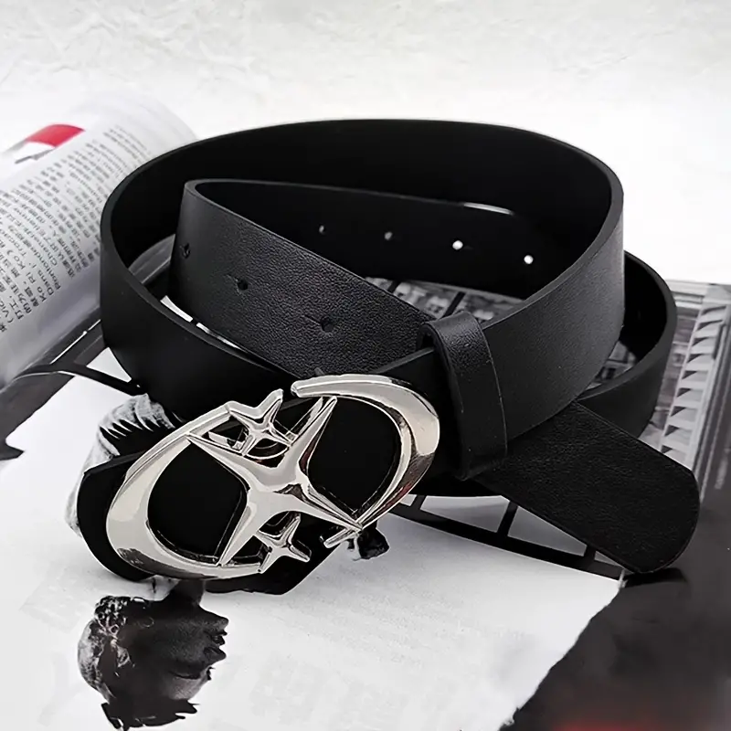 Stylish Oval Cross Metal Buckle Belt, Durable Simple Design, Universally Compatible Unisex Gift