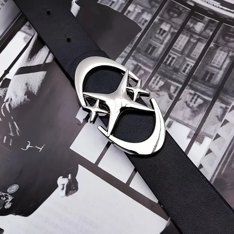 Stylish Oval Cross Metal Buckle Belt, Durable Simple Design, Universally Compatible Unisex Gift
