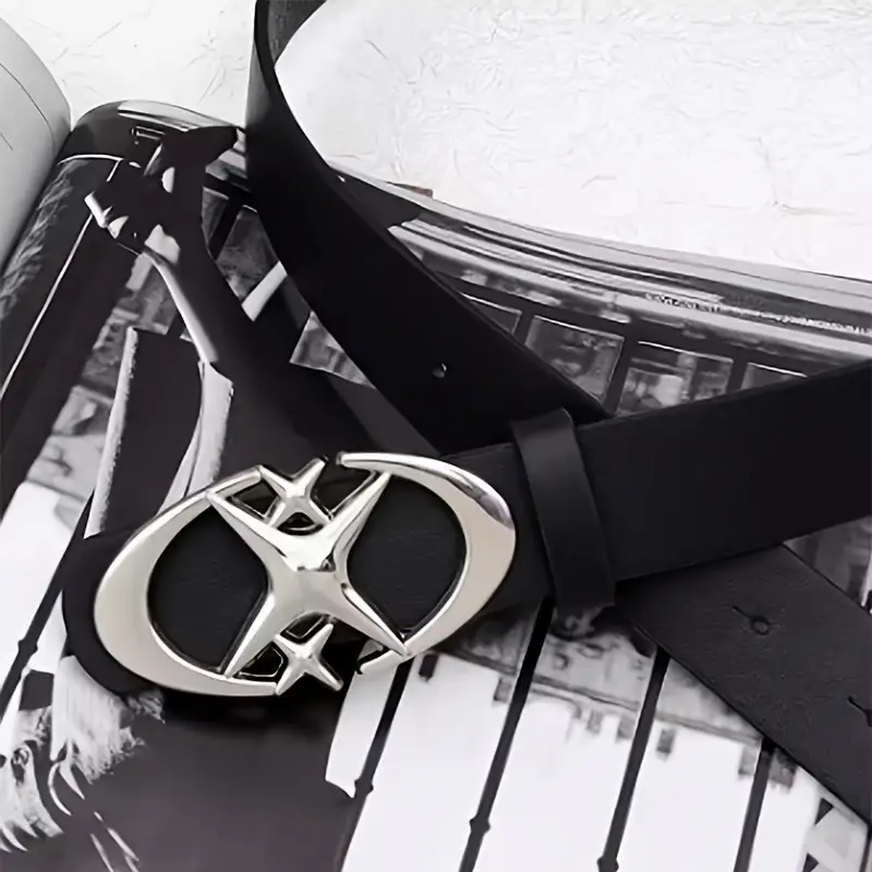 Stylish Oval Cross Metal Buckle Belt, Durable Simple Design, Universally Compatible Unisex Gift