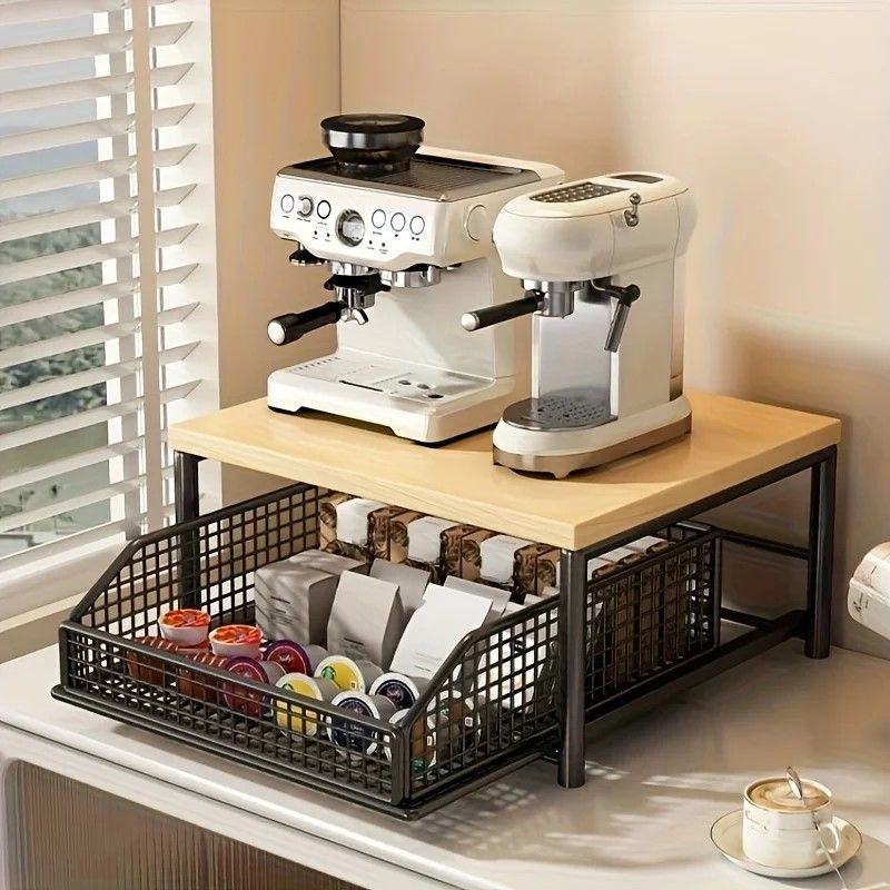 SolidWood  Metal Countertop Microwave Rack SpaceSaving Kitchen Storage Stand 1
