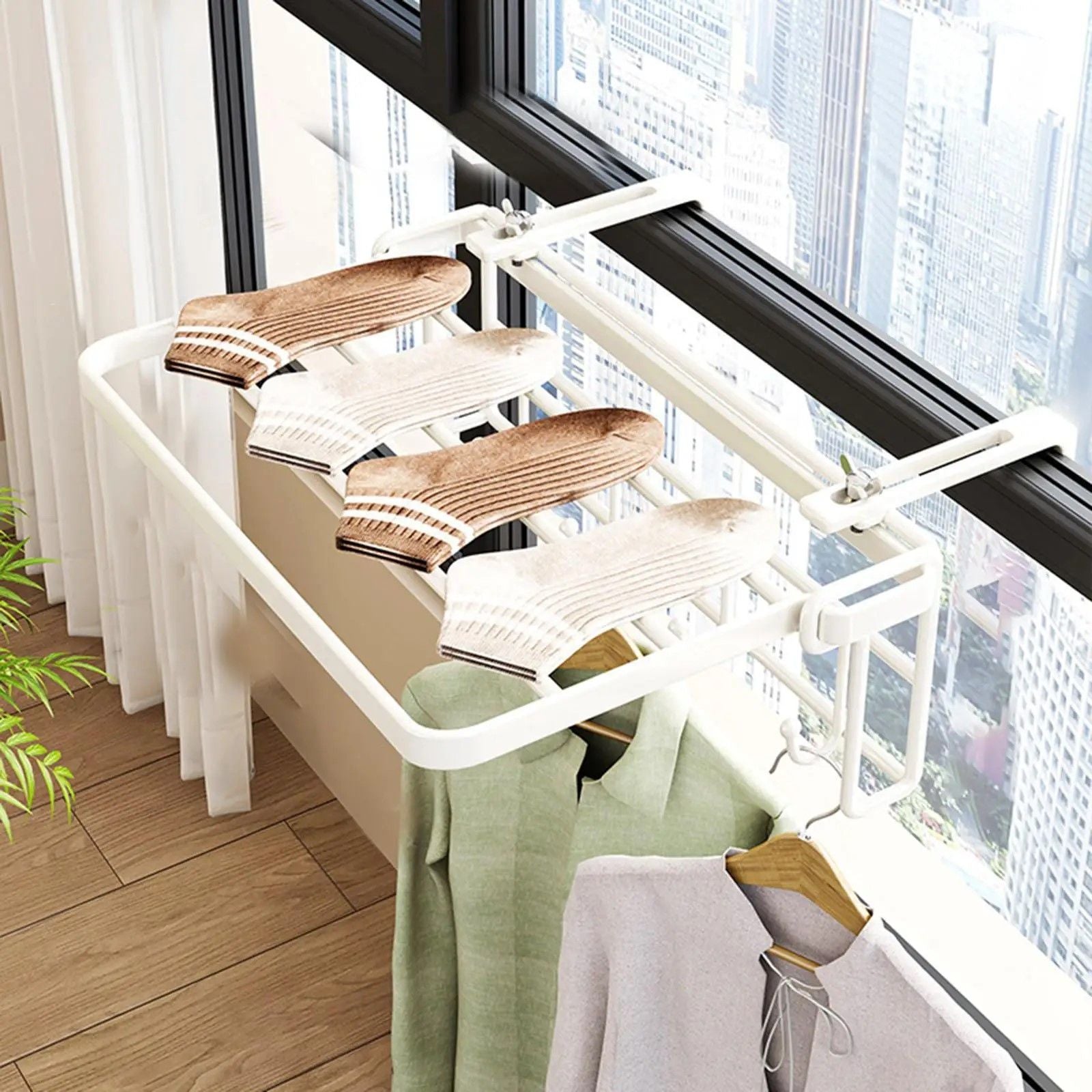 Premium FoldAway Balcony Clothes Drying Rack Indoor  Outdoor Rail Mounted Drying Solution 4