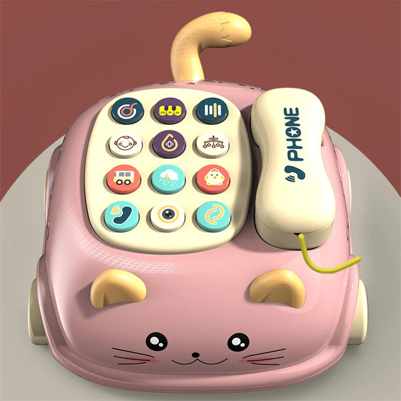 Interactive Learning Toy With Lights Montessori Cat Telephone Story Early Education Musical Phone T 2