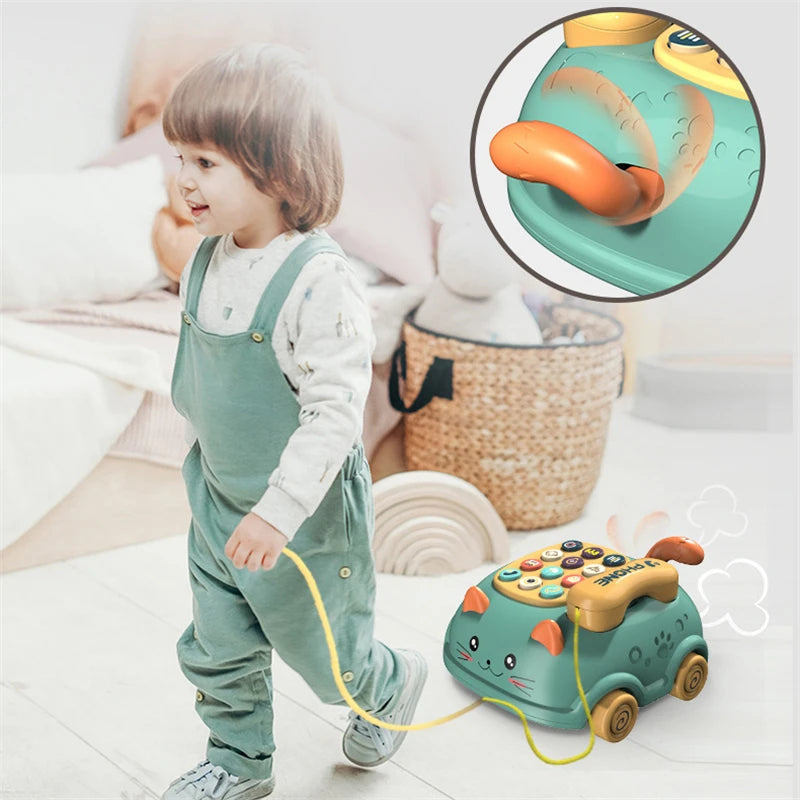 Interactive Learning Toy With Lights Montessori Cat Telephone Story Early Education Musical Phone T 3