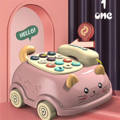 Interactive Learning Toy With Lights Montessori Cat Telephone Story Early Education Musical Phone T 4