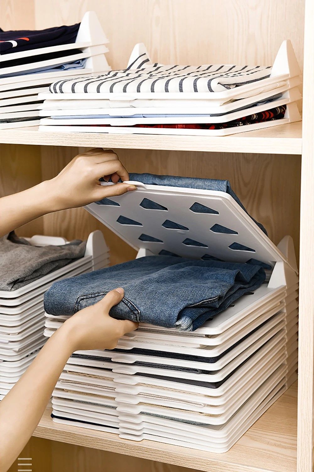 ClothesMaster Layered Folding  Stacking Board  Smart Closet Organizer For Shirts  Pants 7