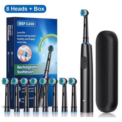 Rotary Rechargeable Electric Toothbrush For Adults  8 Soft Brush Heads Included 4