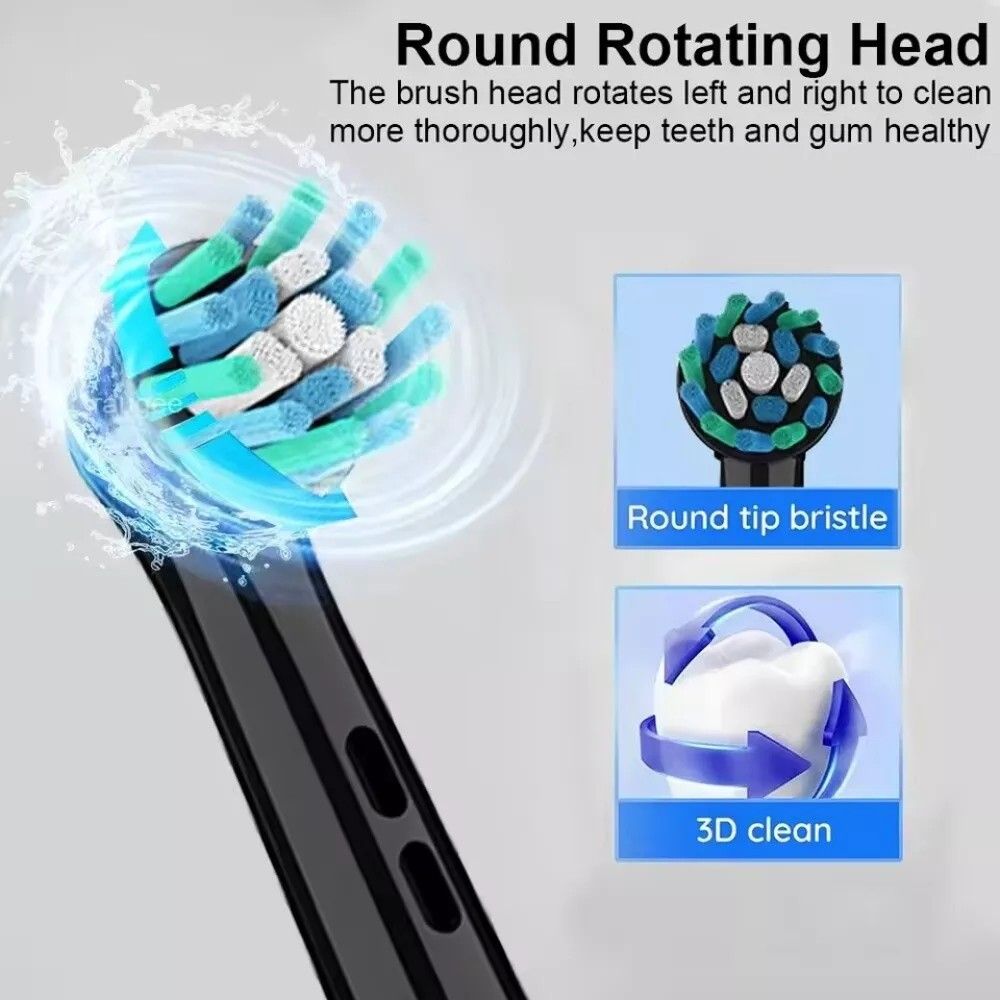Rotary Rechargeable Electric Toothbrush For Adults  8 Soft Brush Heads Included 17
