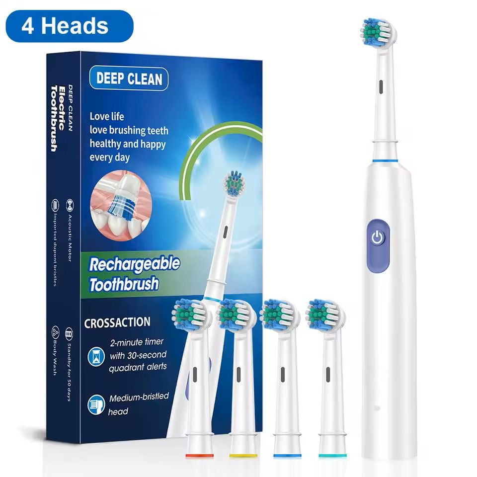 Rotary Rechargeable Electric Toothbrush For Adults  8 Soft Brush Heads Included 6