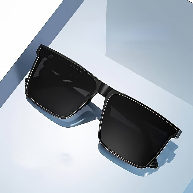 Men Simple Black Square Fashion Glasses for Outdoor Travel, Driving, Photography