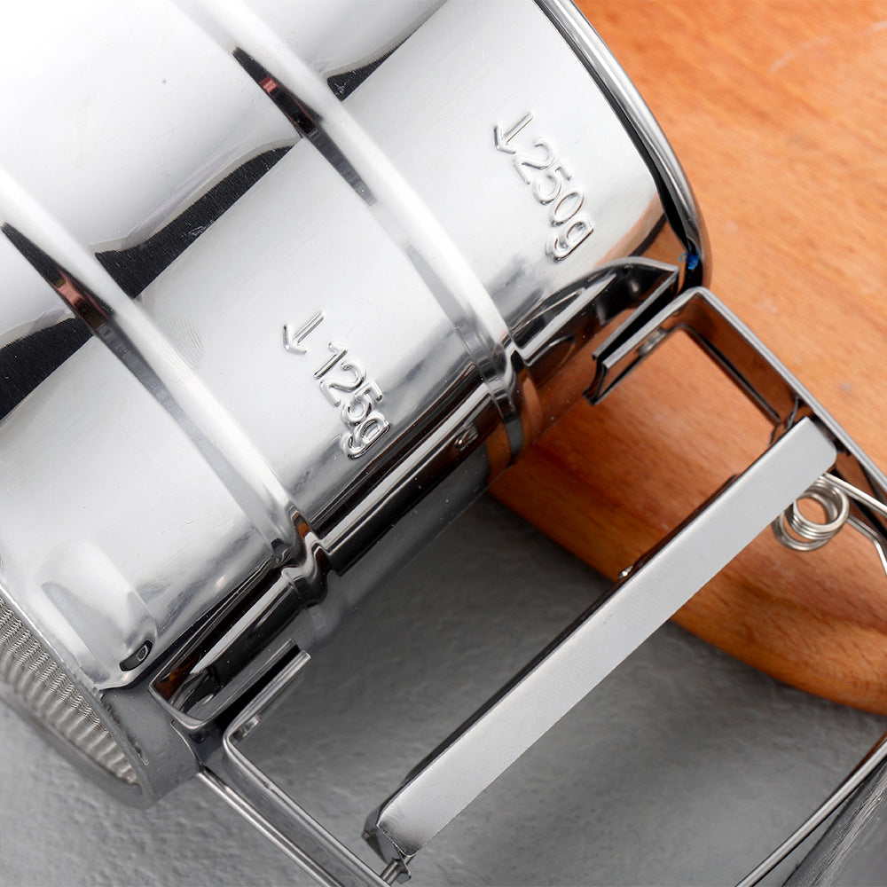 Hand Press Semi-automatic Sugar Flour Sifter, Stainless Steel Baking Tool with Scale
