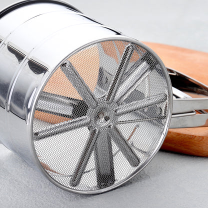 Hand Press Semi-automatic Sugar Flour Sifter, Stainless Steel Baking Tool with Scale