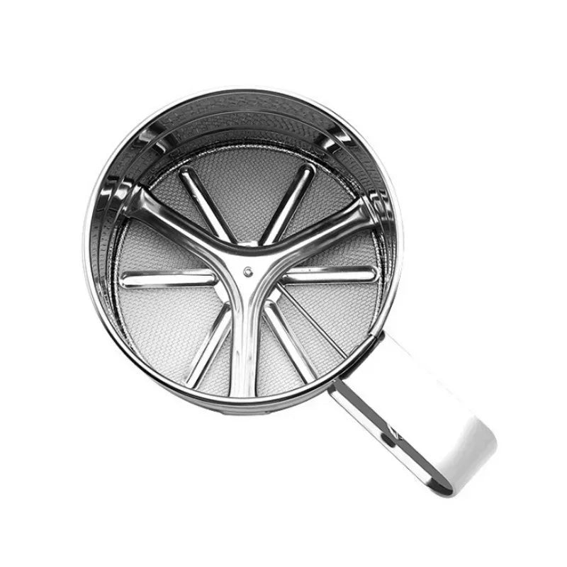 Hand Press Semi-automatic Sugar Flour Sifter, Stainless Steel Baking Tool with Scale