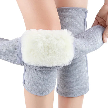 Thickened fur one cashmere, cold wind men and women cycling, winter wool knee pads warm old cold legs