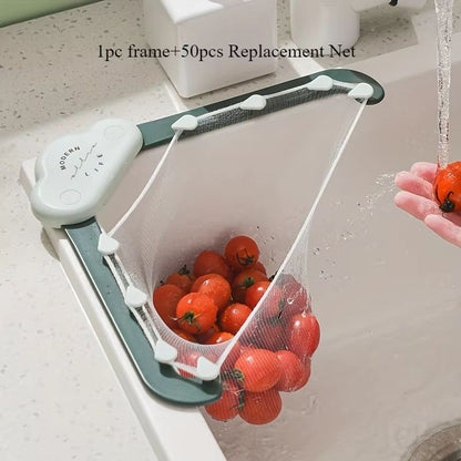 SinkMaster 51Pc Triangle Draining Basket Set With Storage Rack  Mesh Filters 7