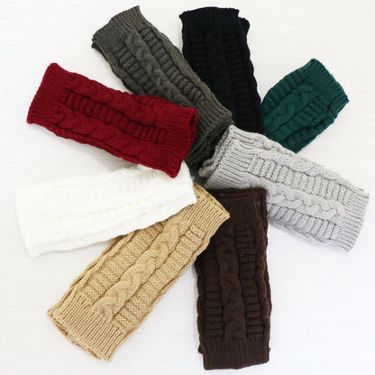 Women Stylish Hand Warmer Crochet Winter Gloves Faux Wool Mitten Twist Pattern Warm Finger Less Glo 4