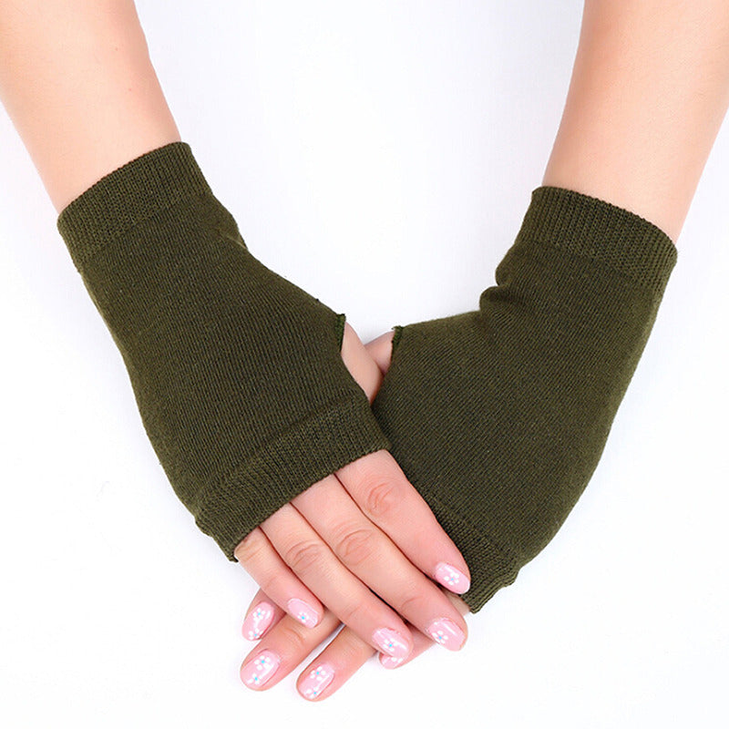 Women Stylish Hand Warmer Crochet Winter Gloves Faux Wool Mitten Twist Pattern Warm Finger Less Glo 7