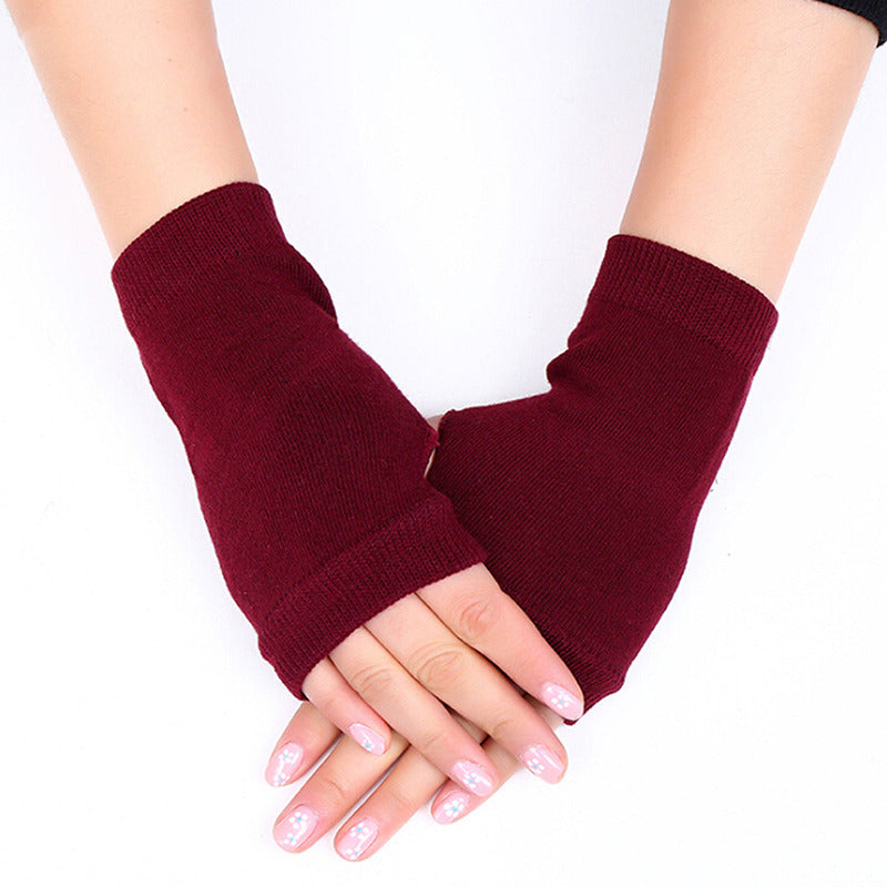 Women Stylish Hand Warmer Crochet Winter Gloves Faux Wool Mitten Twist Pattern Warm Finger Less Glo 9