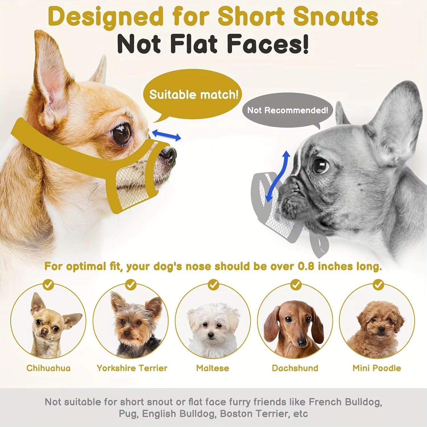 BrachyGuard Soft Mesh Muzzle For ShortSnout  SmallMedium Dogs 2