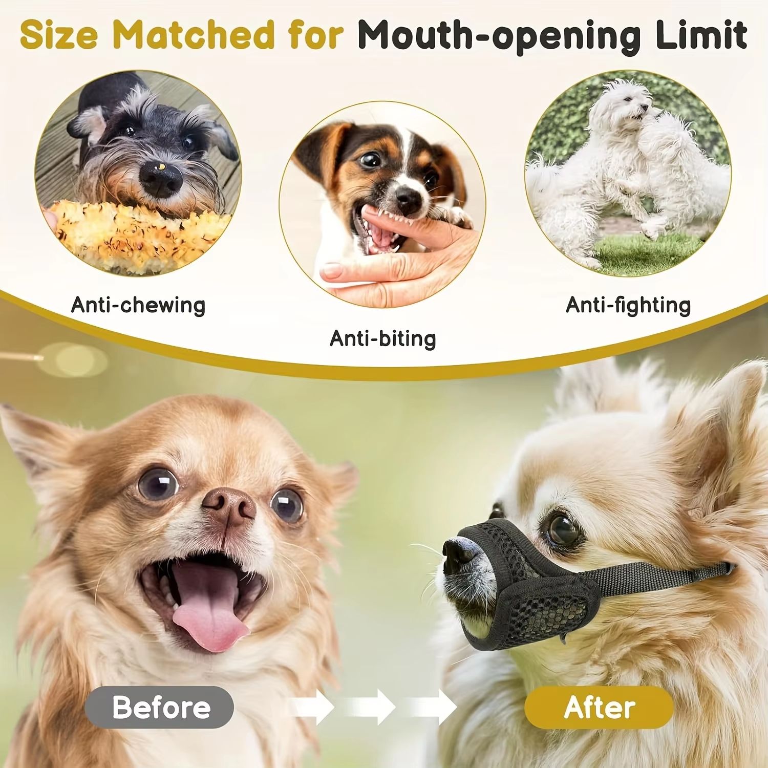 BrachyGuard Soft Mesh Muzzle For ShortSnout  SmallMedium Dogs 4