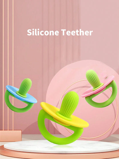 Soft Molar Stick With Massage Dot Silicone Teether Ring Pacifier Type Teething Tool For Babies 3