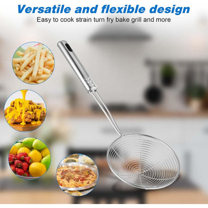 Frying Spider Strainer Stainless Steel Skimmer Spoon For Noodles And Cooking With Handle 1