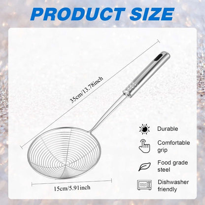 Frying Spider Strainer Stainless Steel Skimmer Spoon For Noodles And Cooking With Handle 3