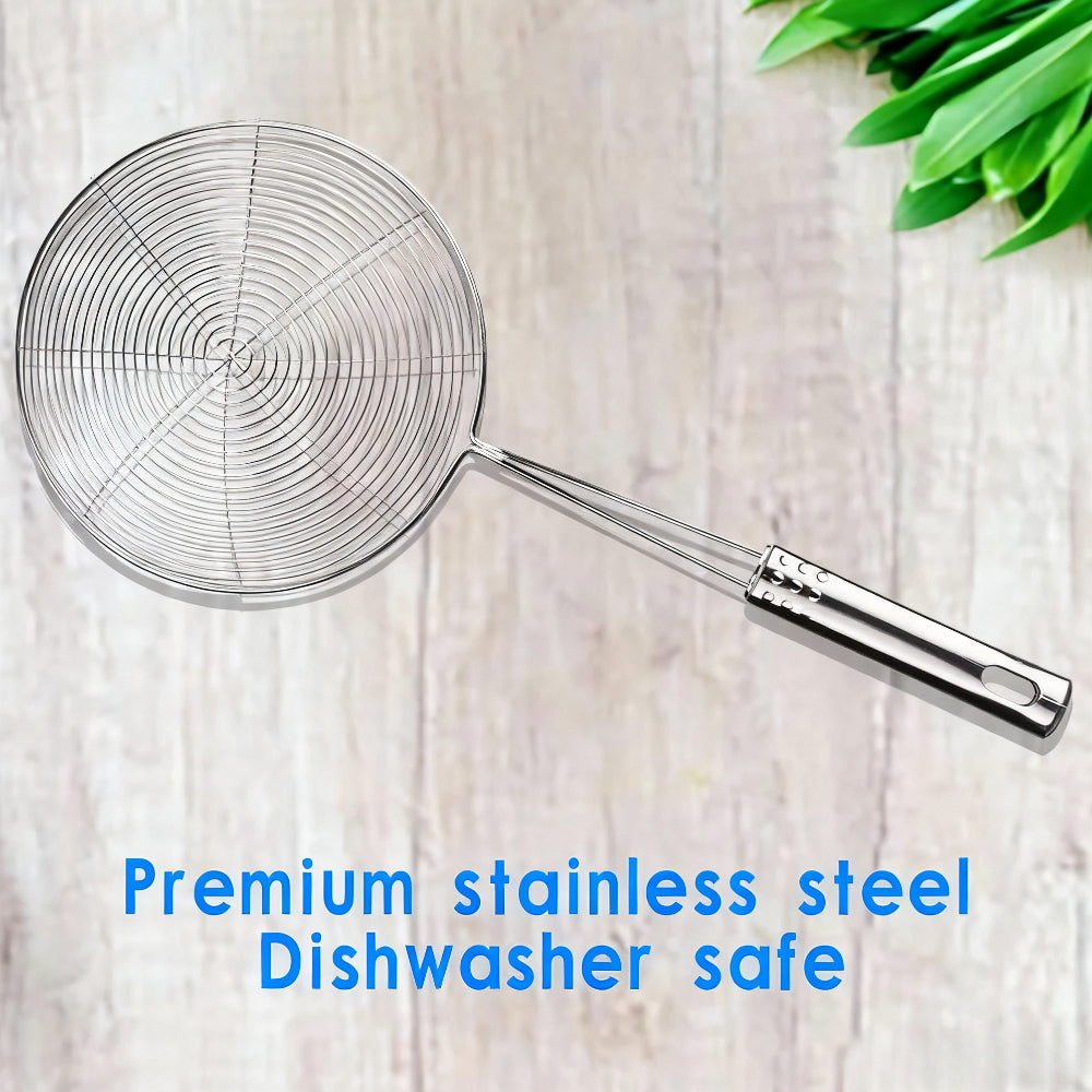 Frying Spider Strainer Stainless Steel Skimmer Spoon For Noodles And Cooking With Handle 4