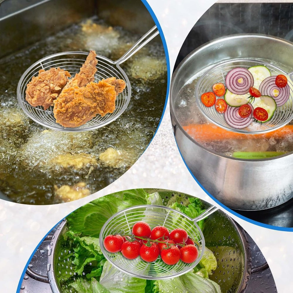 Frying Spider Strainer Stainless Steel Skimmer Spoon For Noodles And Cooking With Handle 5