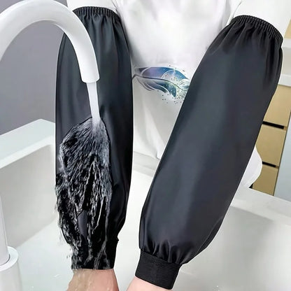 Heavy-Duty Faux Leather Arm Sleeves - Waterproof, Oil-Resistant for Kitchen & Industrial Work