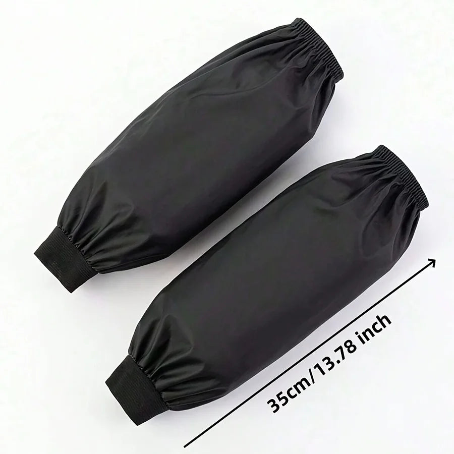 Heavy-Duty Faux Leather Arm Sleeves - Waterproof, Oil-Resistant for Kitchen & Industrial Work