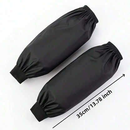 Heavy-Duty Faux Leather Arm Sleeves - Waterproof, Oil-Resistant for Kitchen & Industrial Work