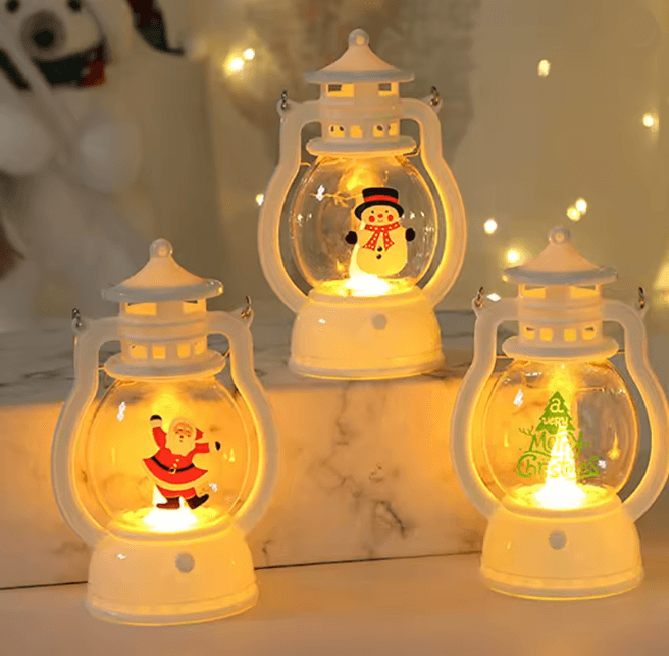 FestiveGlow Battery LED Santa Snowman Lantern
