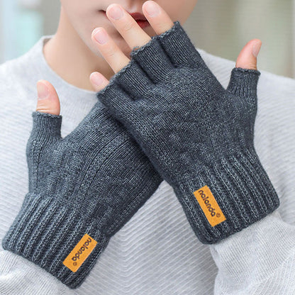 Fashion Winter Autumn Knitted Finger Less Gloves Warm Plush Touchscreen Gloves For Men And Women 4