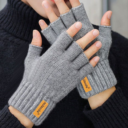 Fashion Winter Autumn Knitted Finger Less Gloves Warm Plush Touchscreen Gloves For Men And Women 5