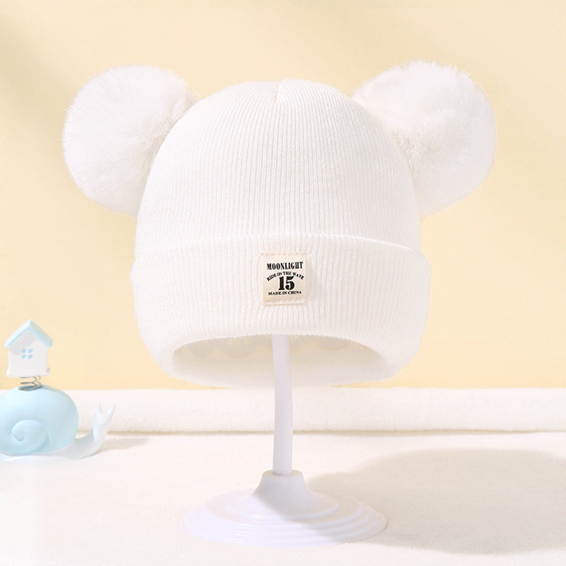 Knitted Baby Hat With Pom Pom For Boys And Girls Solid Color Winter Beanie 03 Years Old Comfortable 1