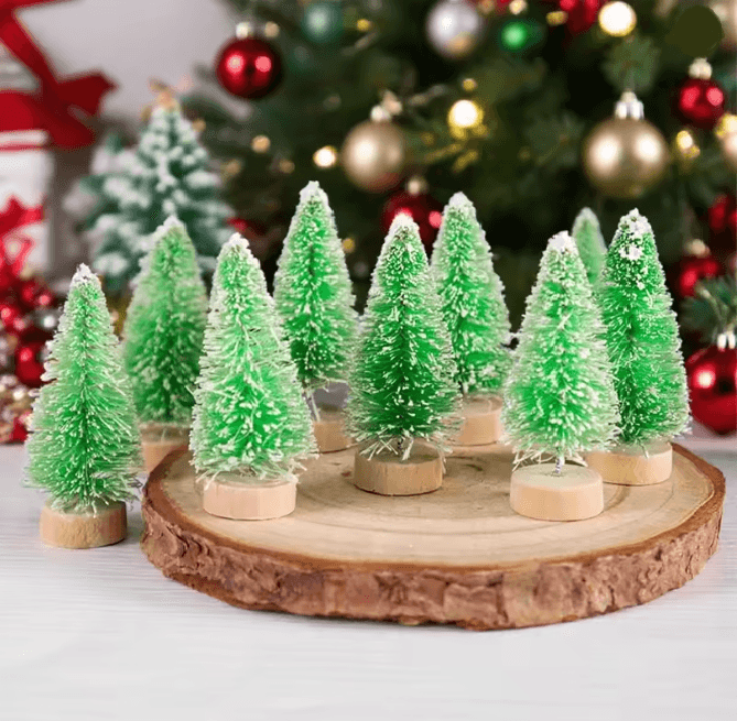 Mini Wood Christmas Trees Tabletop Decor Set 3