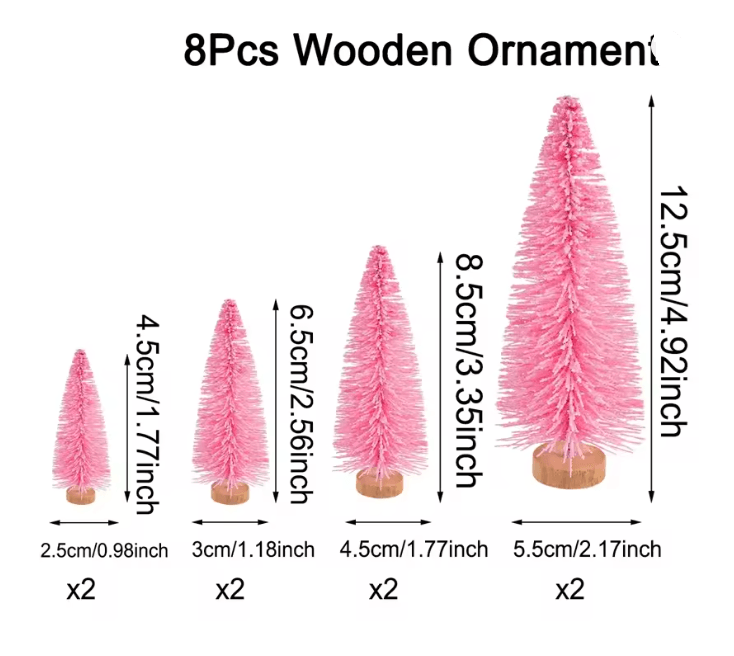 Mini Wood Christmas Trees Tabletop Decor Set 4