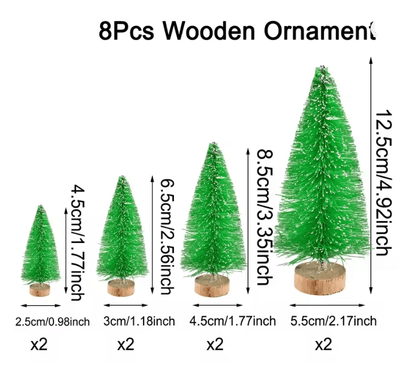 Mini Wood Christmas Trees Tabletop Decor Set 5