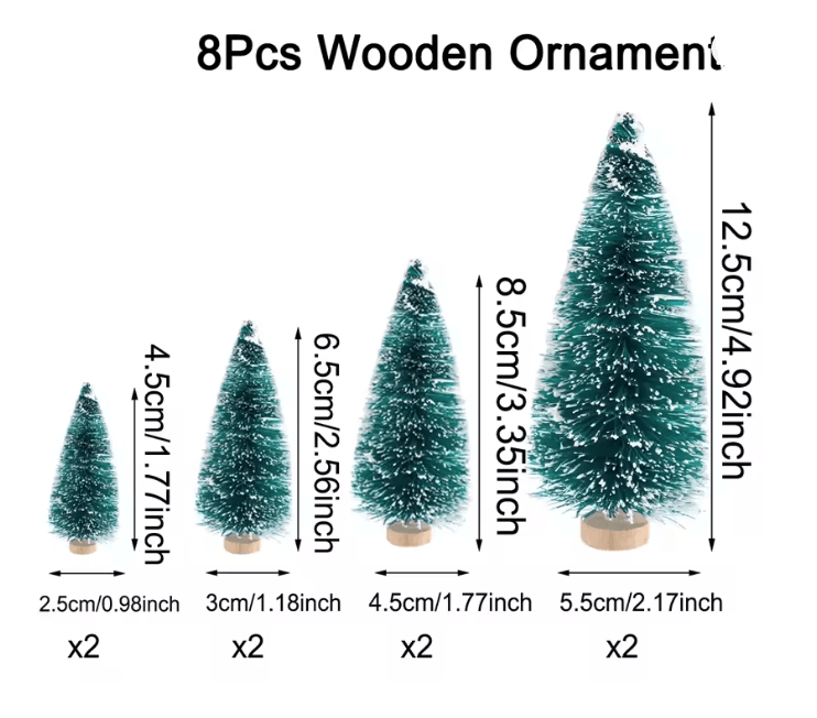 Mini Wood Christmas Trees Tabletop Decor Set 6