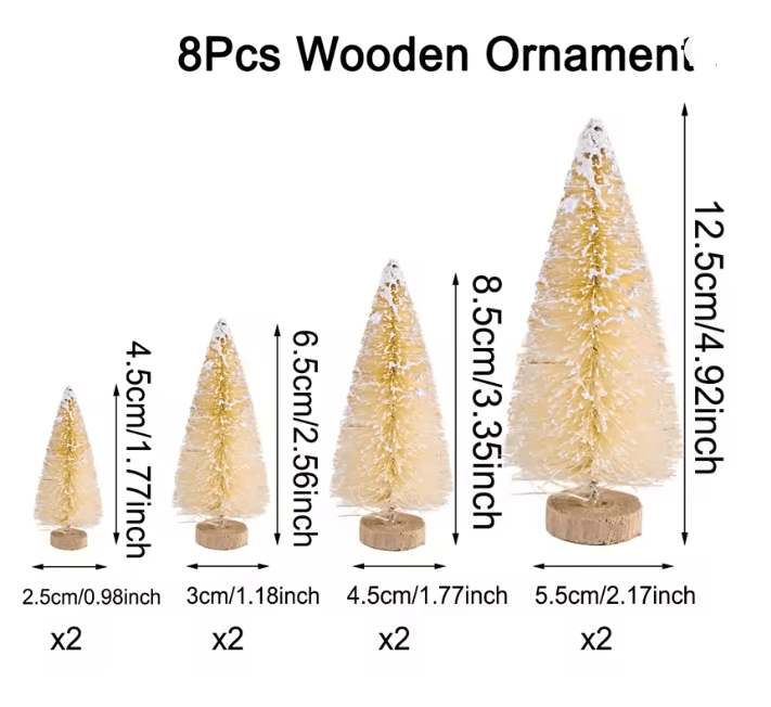 Mini Wood Christmas Trees Tabletop Decor Set 7