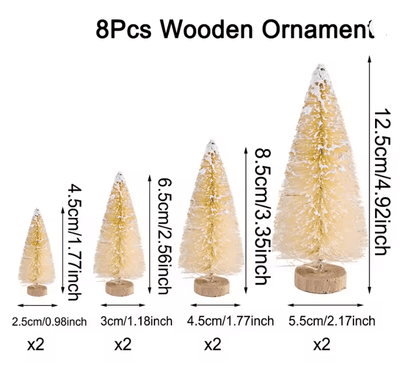 Mini Wood Christmas Trees Tabletop Decor Set 7