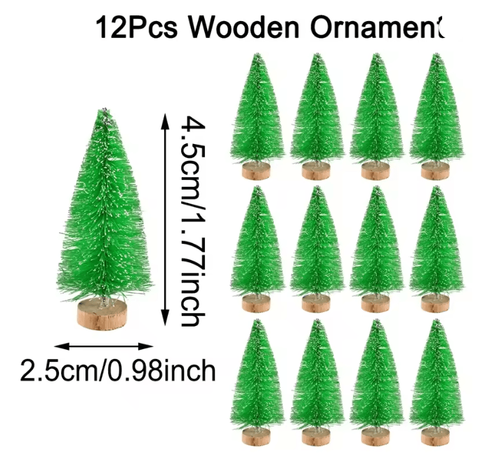 Mini Wood Christmas Trees Tabletop Decor Set 8