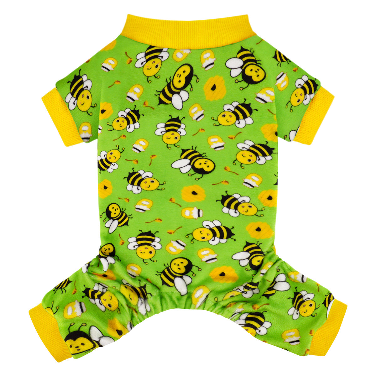 Cozy Winter PJs with Feet, Perfect for Small Dogs, Soft Stretchy Onesie for Chihuahua Yorkie, Funny Bee Dog Pajamas