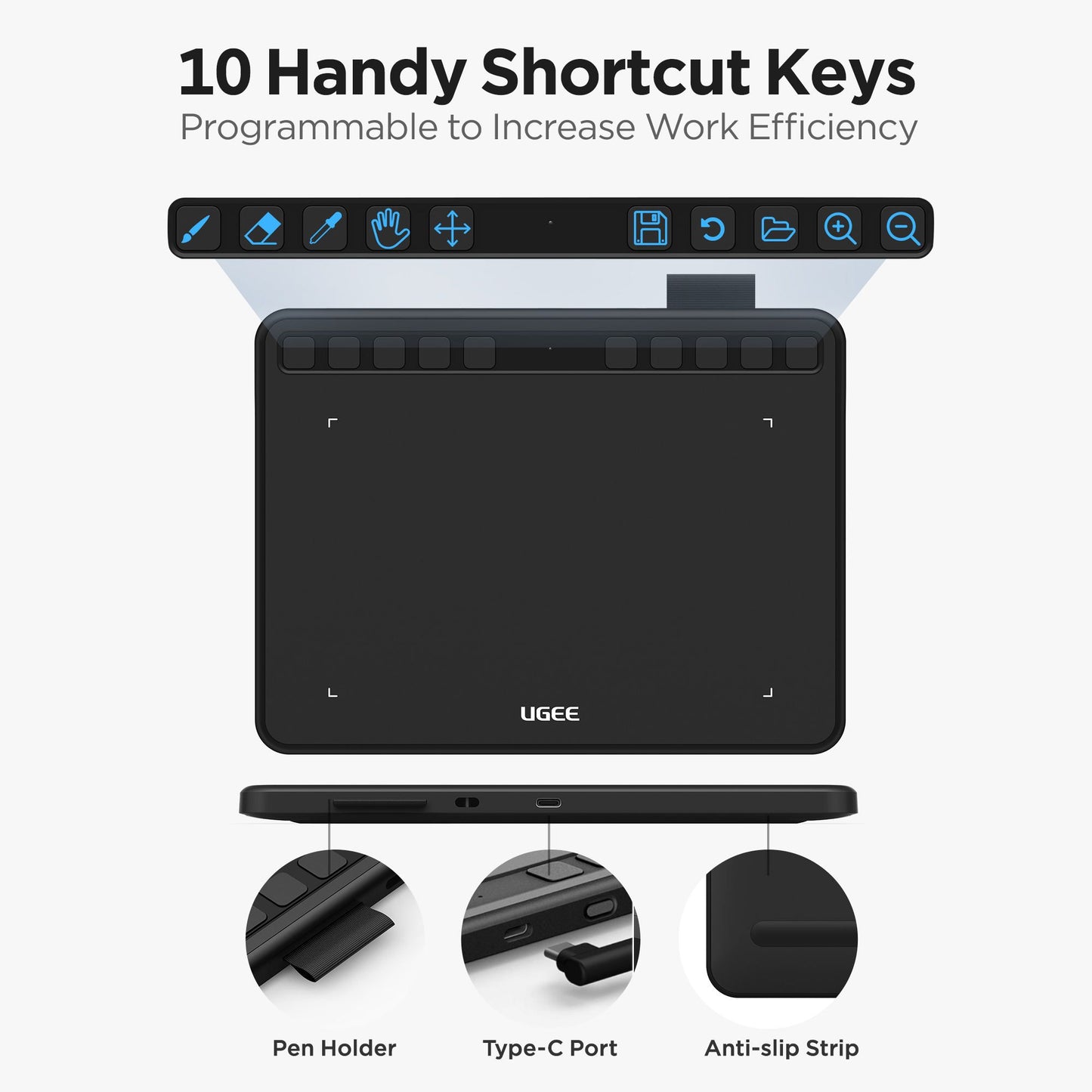 UGEE S640 Drawing Tablet  6 Inch Pen Pad With 8192 Pressure Stylus For Android Windows Mac 3