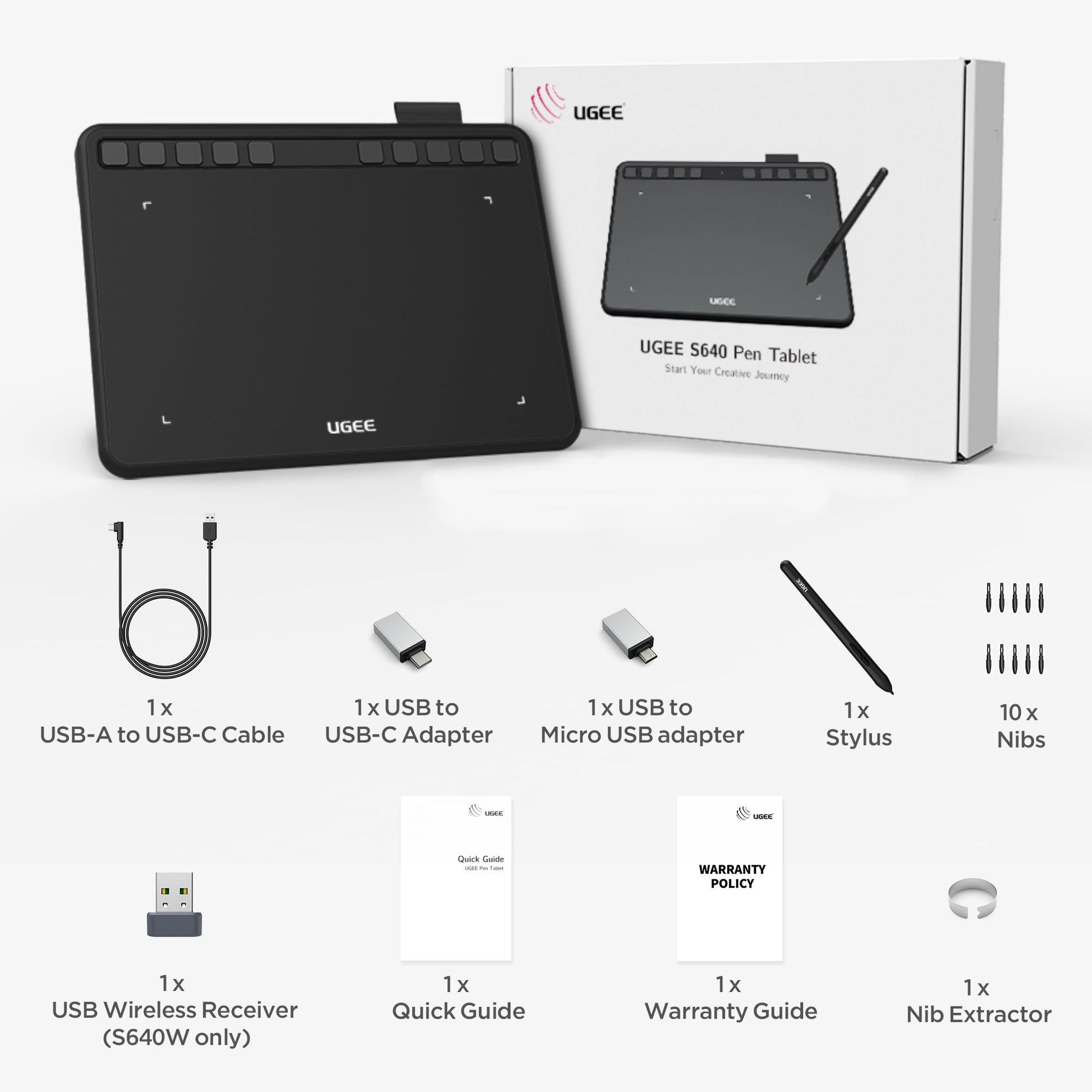 UGEE S640 Drawing Tablet  6 Inch Pen Pad With 8192 Pressure Stylus For Android Windows Mac 5