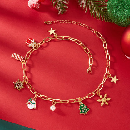 Snowflake Candy Bell Pendant Necklace Christmas Gingerbread Xmas Tree Jewelry Gift For Men And Wome 1