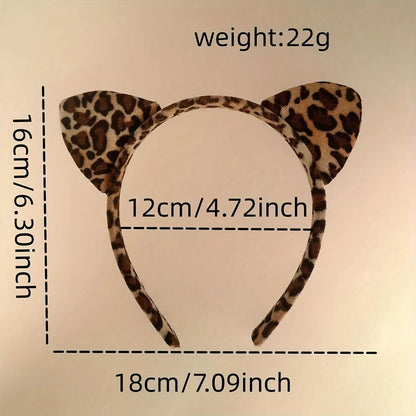 LeopardLuxe Cat Ear Headband  Chic Leopard Print Fabric Hair Accessory 4