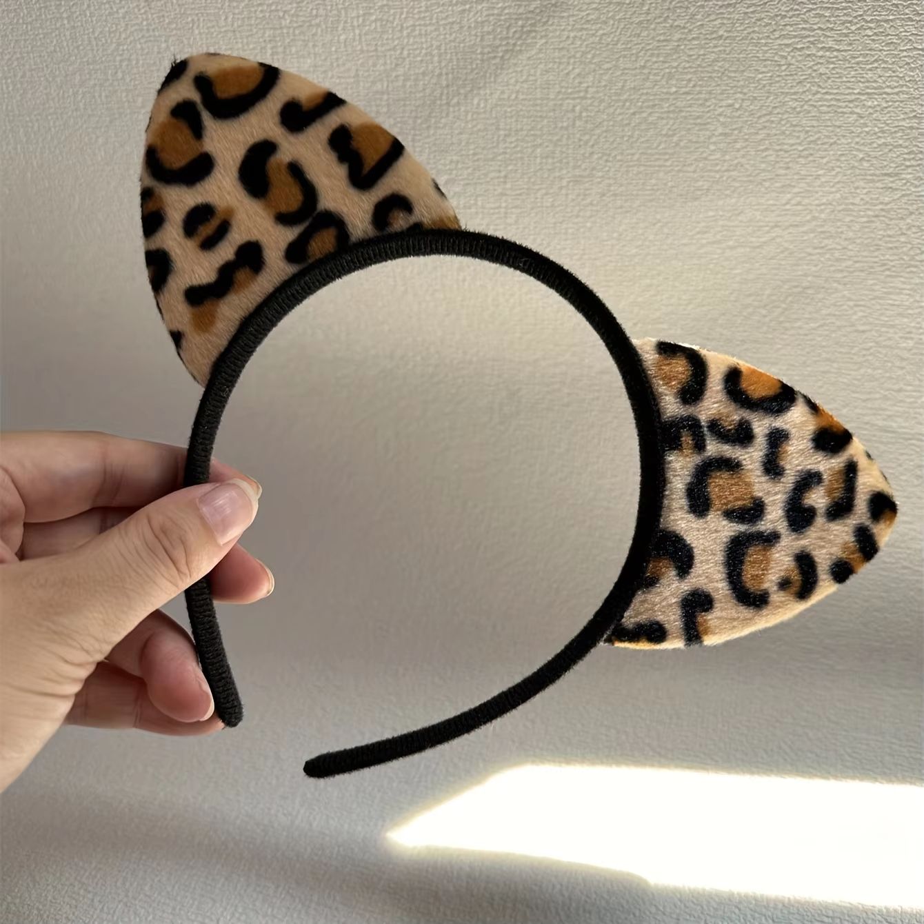 LeopardLuxe Cat Ear Headband  Chic Leopard Print Fabric Hair Accessory 5