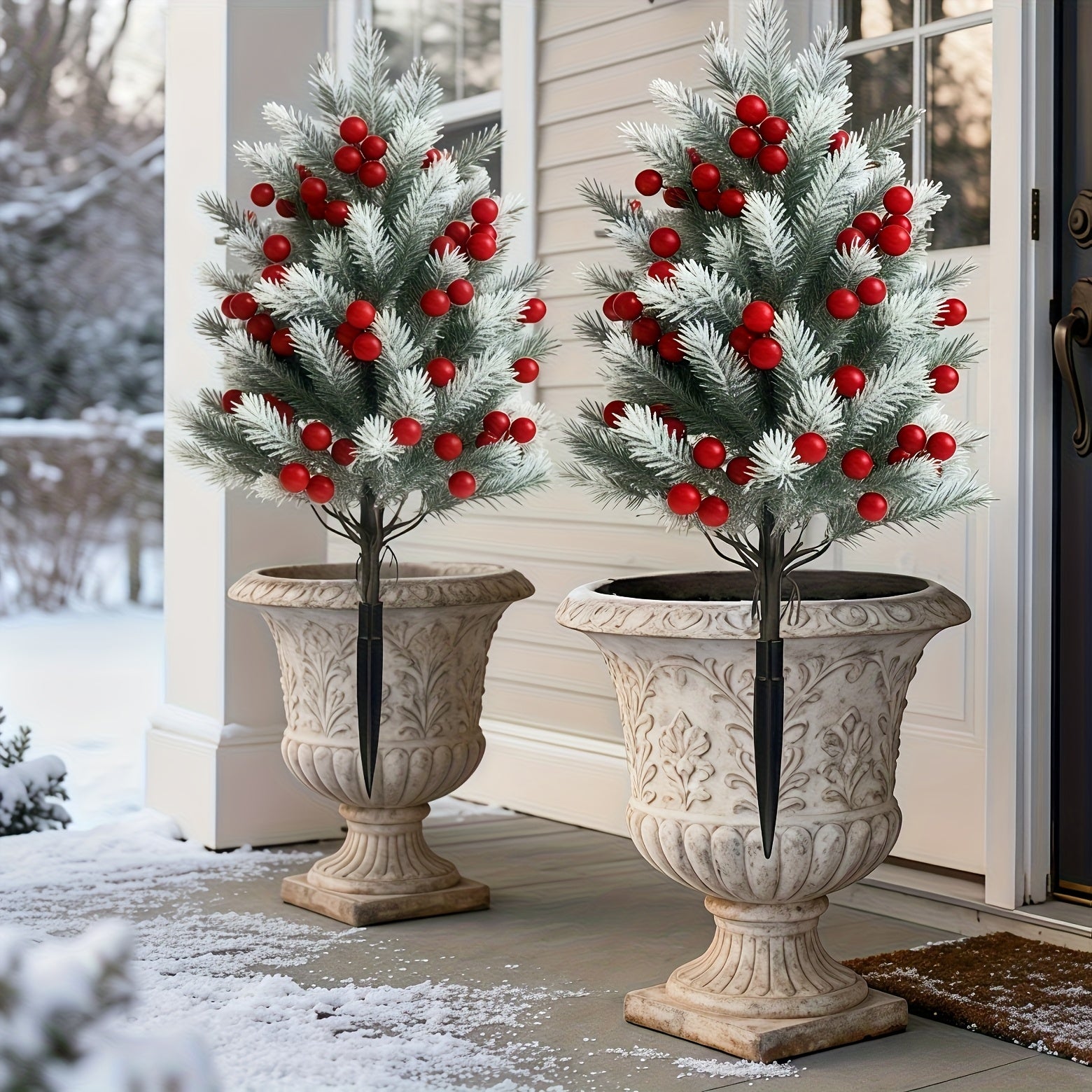 Artificial Tree With Ground Stake Realistic Bushes Plant For Outdoor Yard And Front Porch Decor 1