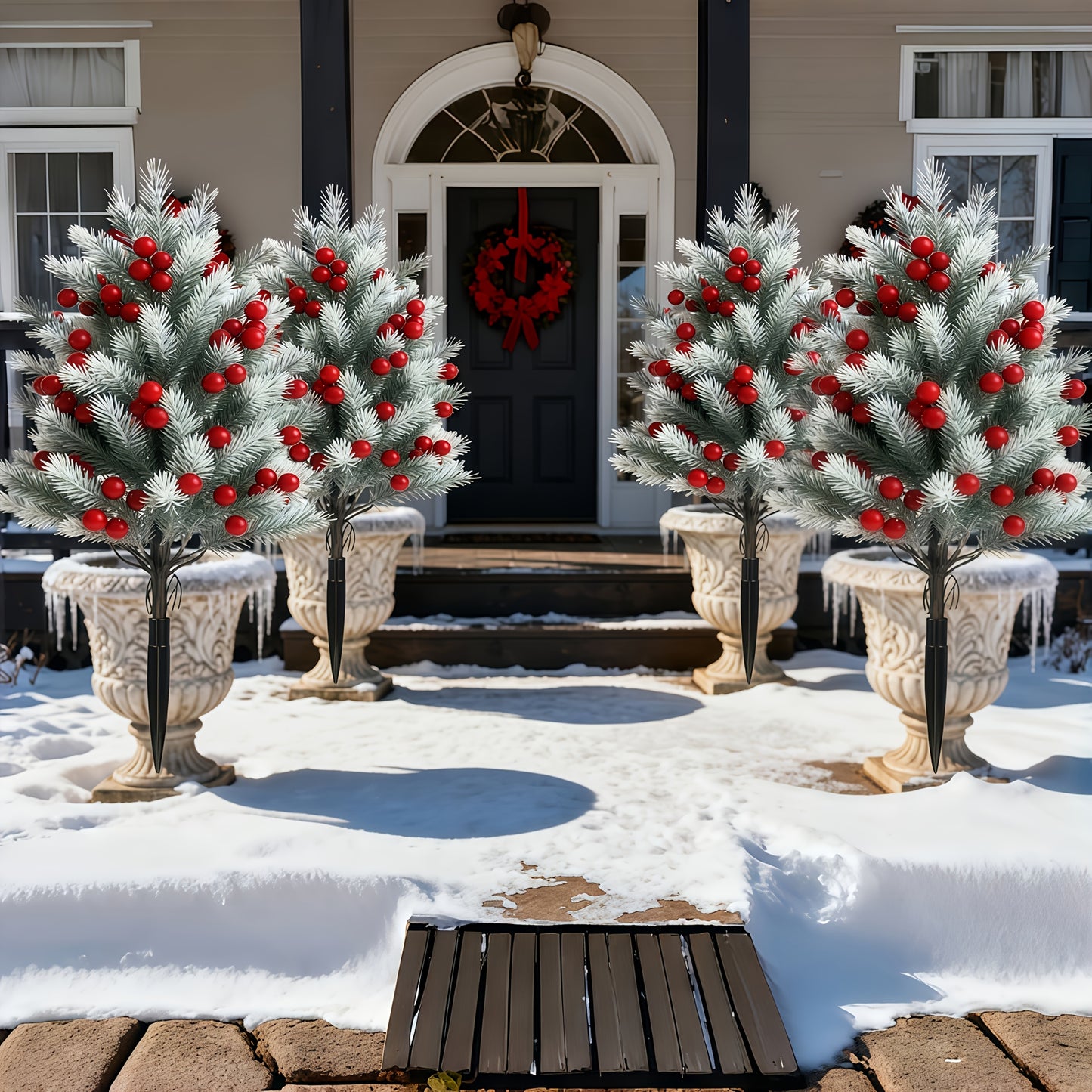 Artificial Tree With Ground Stake Realistic Bushes Plant For Outdoor Yard And Front Porch Decor 3